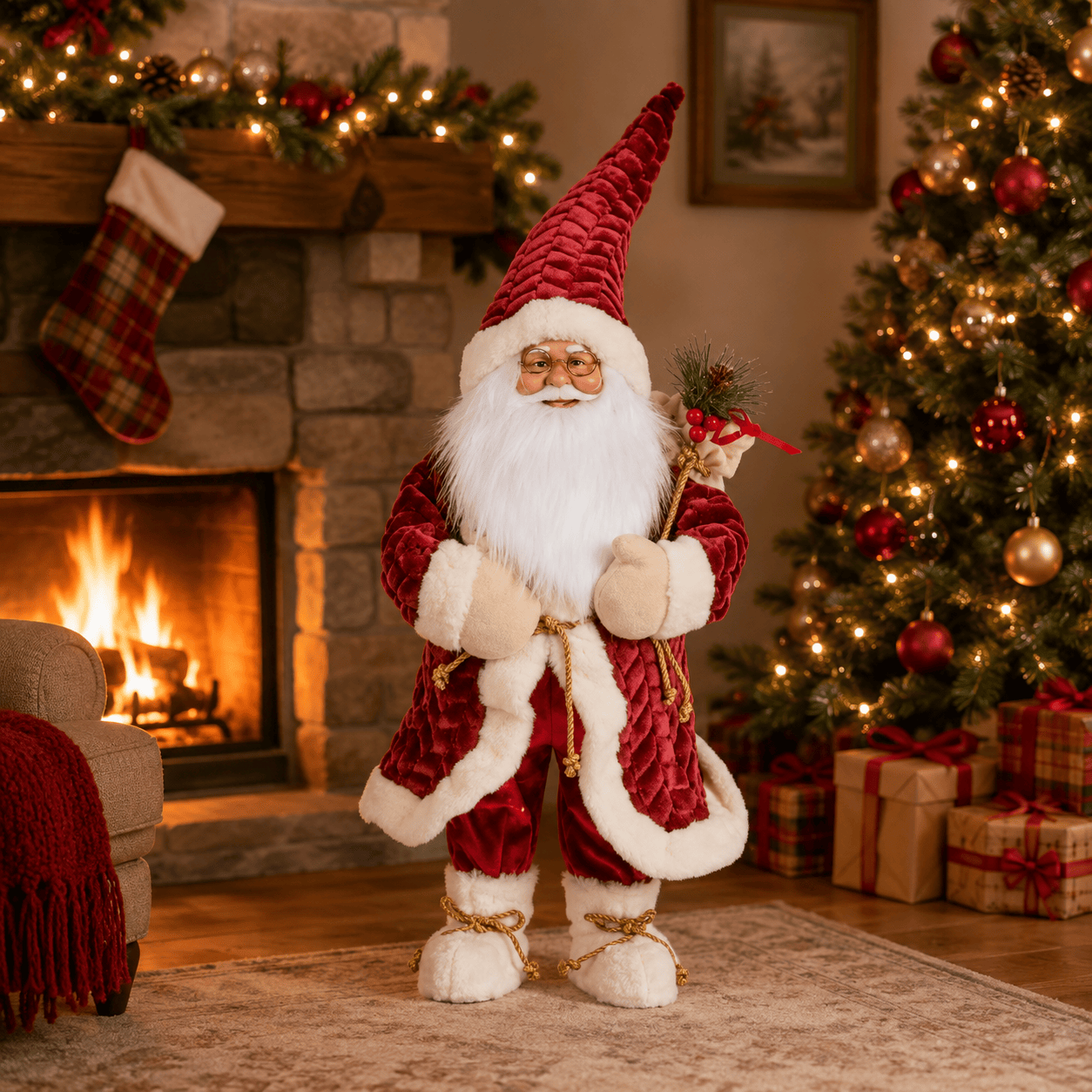 Three Kings Santa Figurines Three Kings Papa Noel Burgundy Santa Figurine – Jumbo
