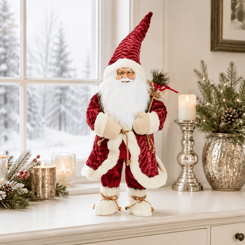 Three Kings Santa Figurines Three Kings Papa Noel Burgundy Santa Figurine – Jumbo