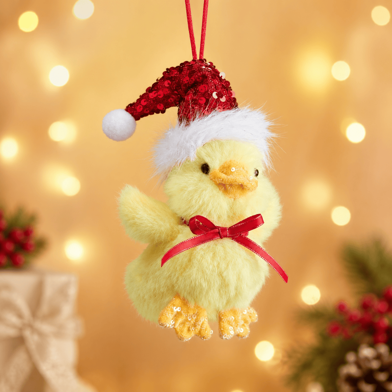 Three Kings Hanging Decor Three Kings Plush Sparkling Duck Pendant Christmas Decoration