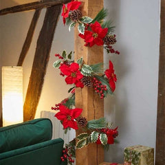 Three Kings Wreaths & Garlands Three Kings Poinsettia Garland Assorted Sizes