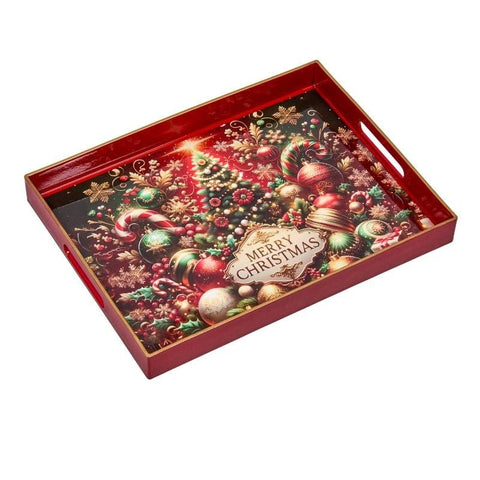 Three Kings Ornaments Decor Three Kings Rectangular Merry Christmas Décor Tray