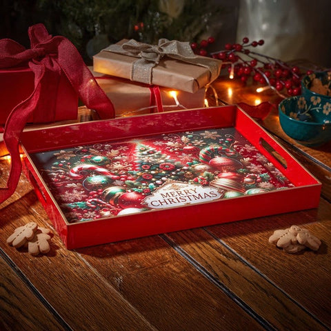 Three Kings Ornaments Decor Three Kings Rectangular Merry Christmas Décor Tray