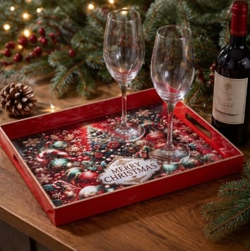 Three Kings Ornaments Decor Three Kings Rectangular Merry Christmas Décor Tray