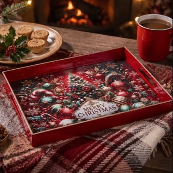 Three Kings Ornaments Decor Three Kings Rectangular Merry Christmas Décor Tray