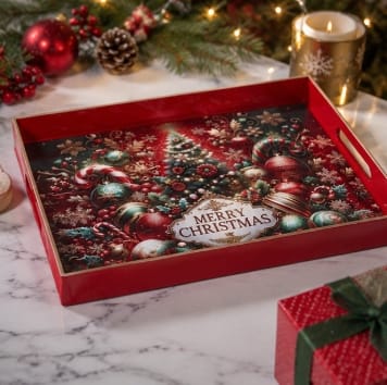 Three Kings Ornaments Decor Three Kings Rectangular Merry Christmas Décor Tray