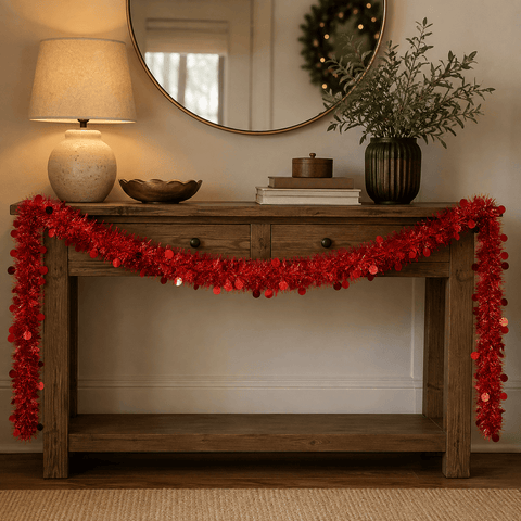 Three Kings Tinsel Three Kings Red X-Bling! Tinsel Bauble Streamer – 2m