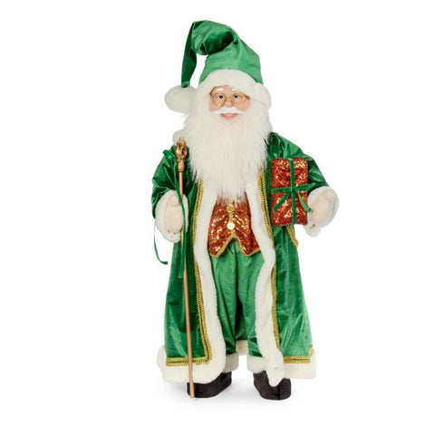 Three Kings Santa Figurines Three Kings Regal XL Santa Emerald Christmas Figurine