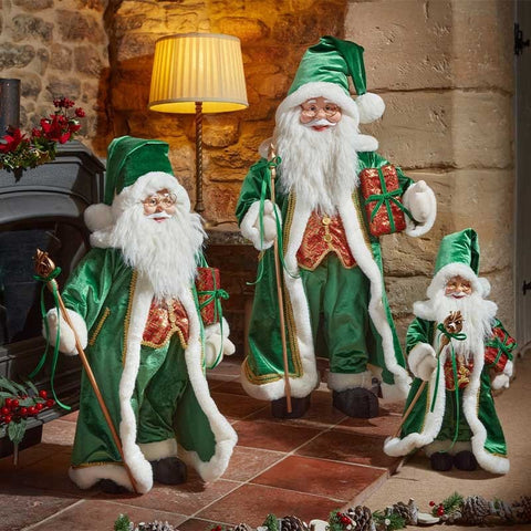 Three Kings Santa Figurines Three Kings Regal XL Santa Emerald Christmas Figurine
