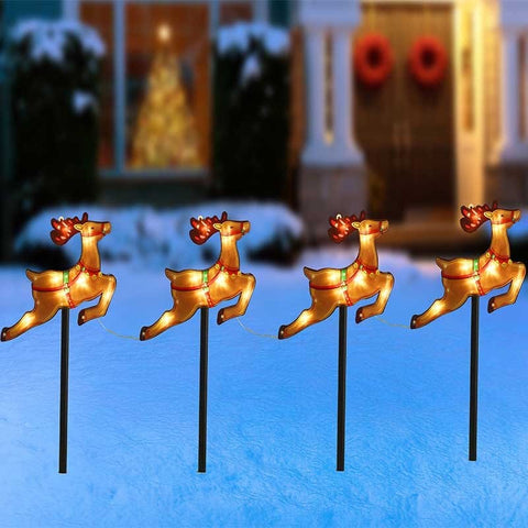Smart Garden christmas reindeer decoration Three Kings Reindeer Pathfinders Stakes – Set of 4 Christmas LED Path Lights