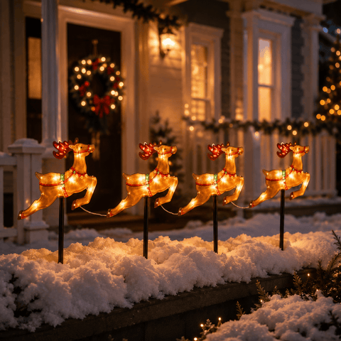 Three Kings christmas reindeer decoration Three Kings Reindeer Pathfinders Stakes – Set of 4 Christmas LED Path Lights