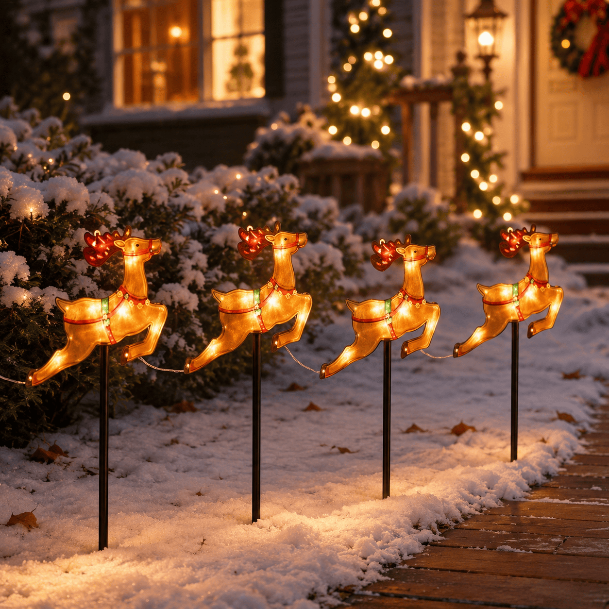 Three Kings christmas reindeer decoration Three Kings Reindeer Pathfinders Stakes – Set of 4 Christmas LED Path Lights