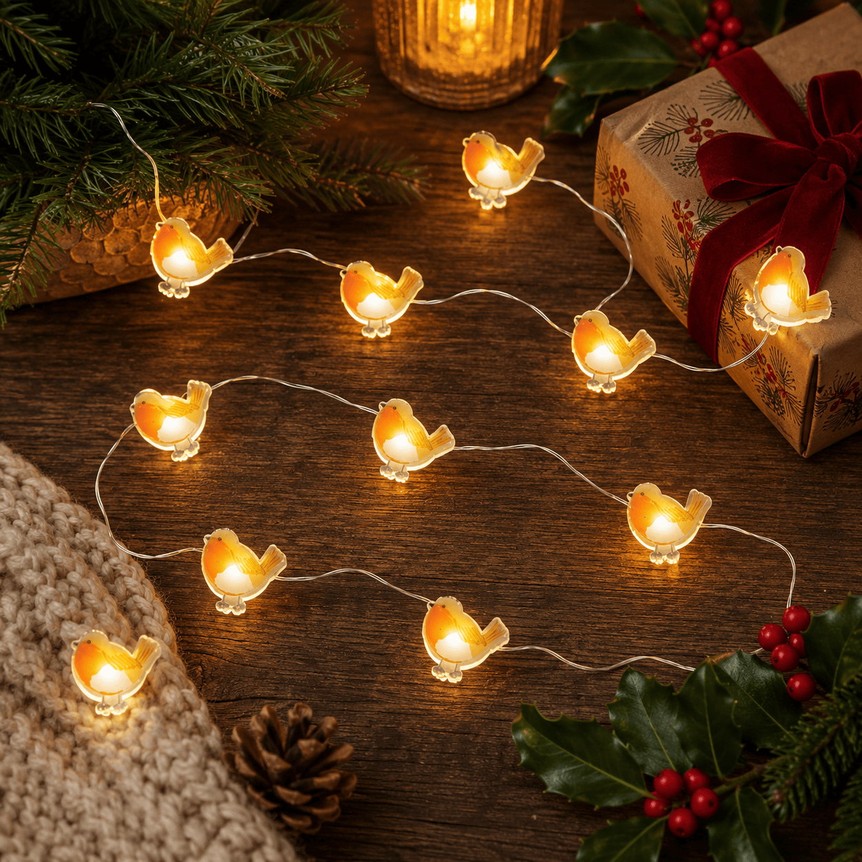 Three Kings christmas lit string lights Three Kings Robin String Lights – Set of 20
