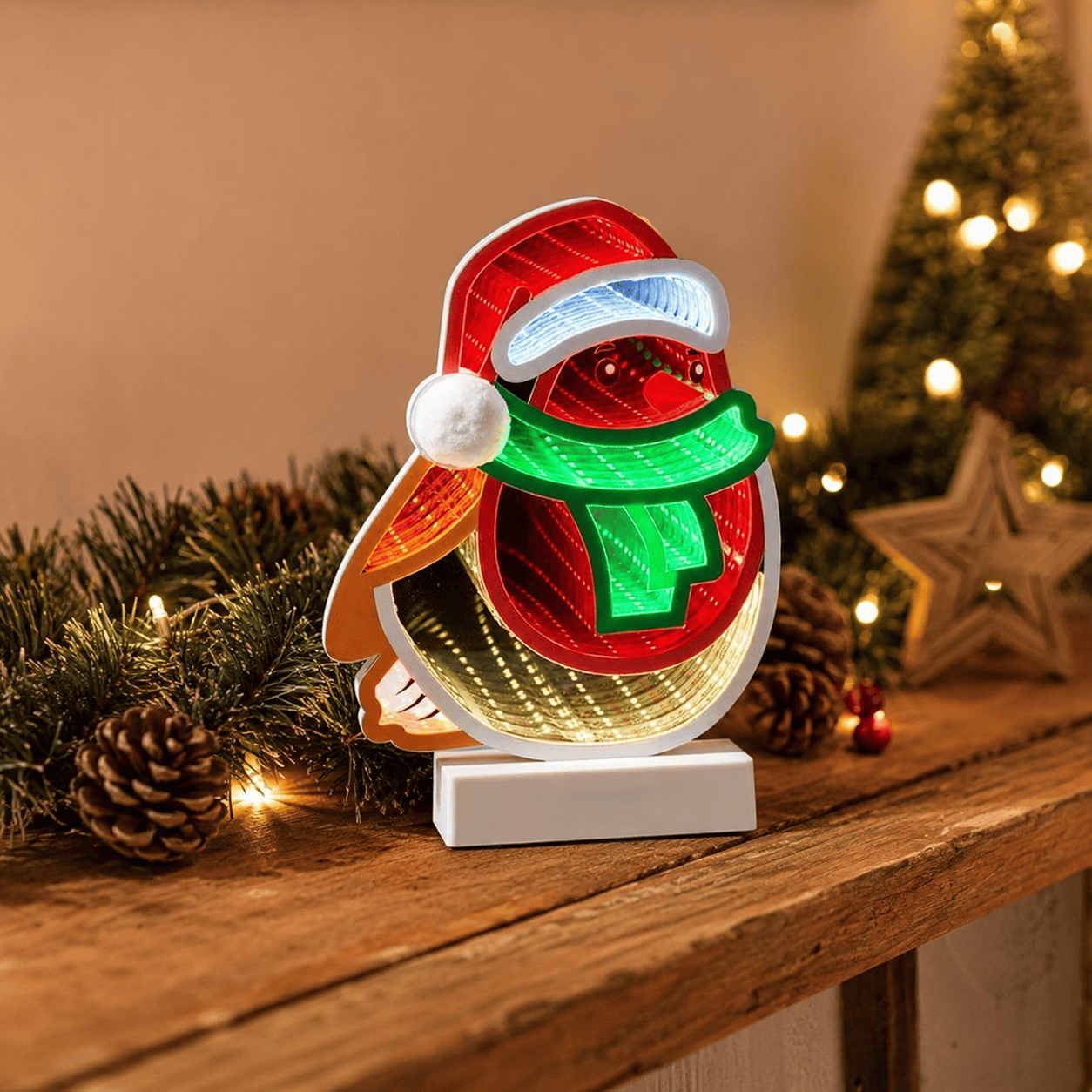 Three Kings Infinity Lighting Three Kings Robin Tabletop Infinity Light Decoration – 28cm