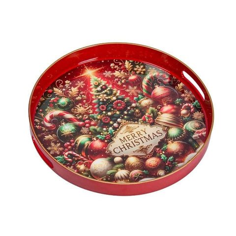 Three Kings Ornaments Decor Three Kings Round Merry Christmas Décor Tray