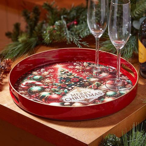 Three Kings Ornaments Decor Three Kings Round Merry Christmas Décor Tray