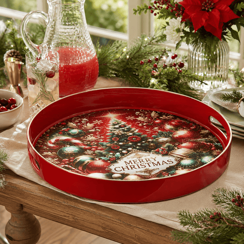 Three Kings Ornaments Decor Three Kings Round Merry Christmas Décor Tray