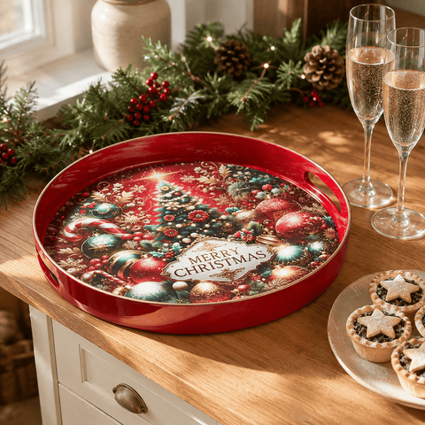 Three Kings Ornaments Decor Three Kings Round Merry Christmas Décor Tray
