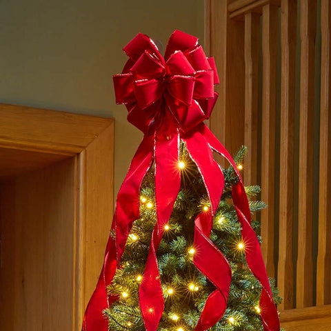 Three Kings Hanging Decor Three Kings Ruby LongTail Velvet Tree Bow – 24cm