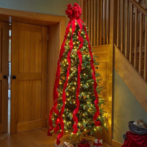 Three Kings Hanging Decor Three Kings Ruby LongTail Velvet Tree Bow – 24cm