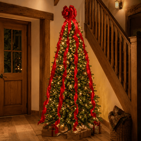 Three Kings Hanging Decor Three Kings Ruby LongTail Velvet Tree Bow – 24cm