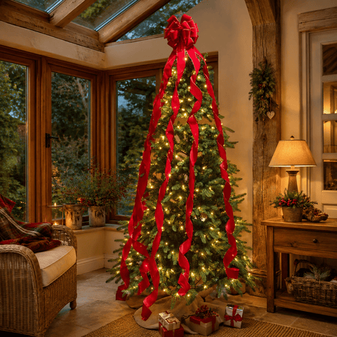 Three Kings Hanging Decor Three Kings Ruby LongTail Velvet Tree Bow – 24cm