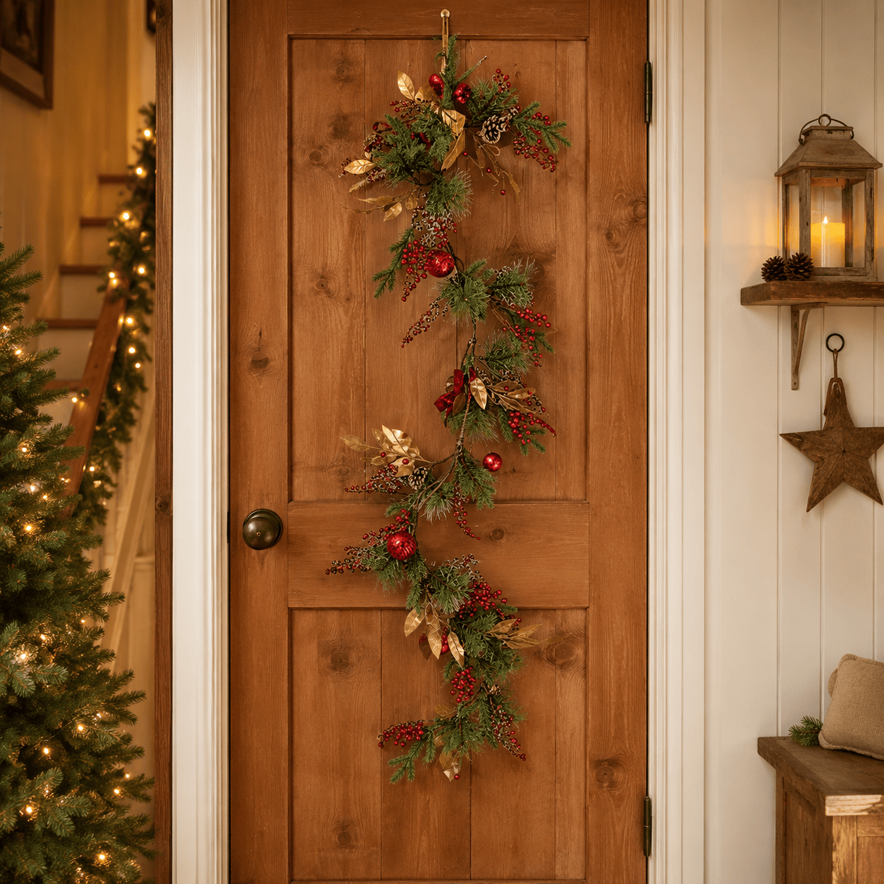 Three Kings Wreaths & Garlands Three Kings Ruby Velvet Christmas Garland – 180cm