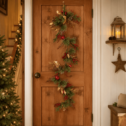 Three Kings Wreaths & Garlands Three Kings Ruby Velvet Christmas Garland – 180cm