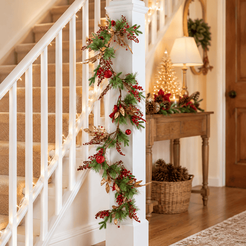 Three Kings Wreaths & Garlands Three Kings Ruby Velvet Christmas Garland – 180cm