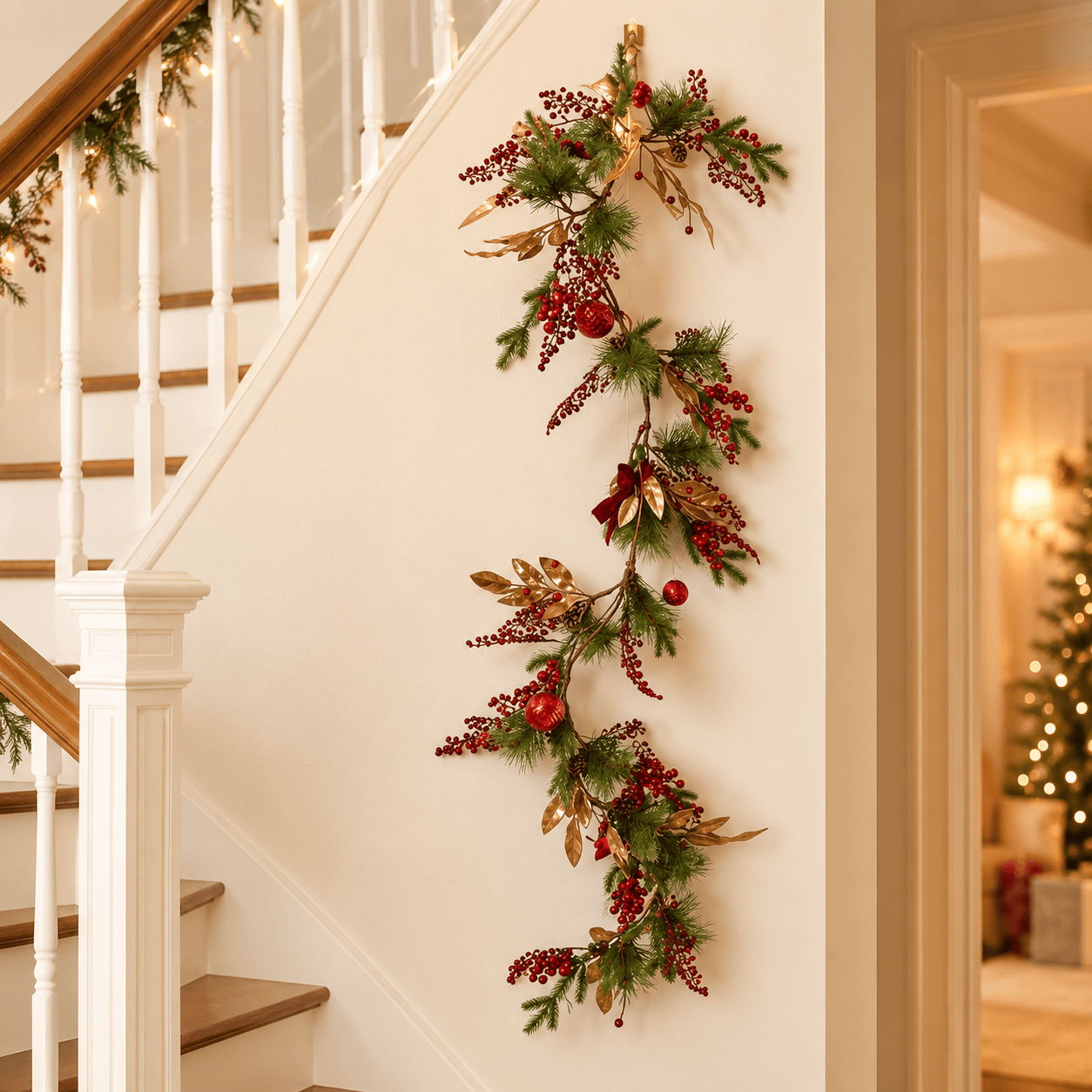 Three Kings Wreaths & Garlands Three Kings Ruby Velvet Christmas Garland – 180cm
