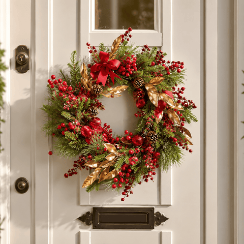 Three Kings Christmas Wreaths Three Kings Ruby Velvet Christmas Wreath – 40cm
