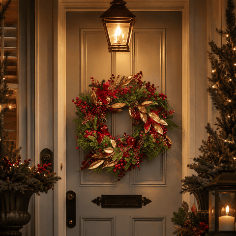 Three Kings Christmas Wreaths Three Kings Ruby Velvet Christmas Wreath – 40cm