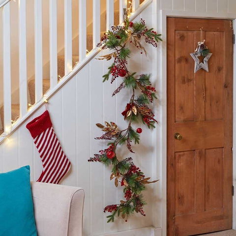 Three Kings Garlands Xmas Three Kings Ruby Velvet Garland – 270cm