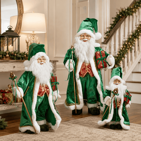 Three Kings Santa Figurines Three Kings Santa Regal Emerald Santa Figurine – Regular