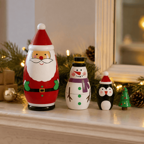 Three Kings Ornaments Decor Three Kings Santa's Secret 4 in 1 Figurines – Festive Russian Doll