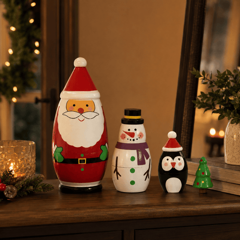Three Kings Ornaments Decor Three Kings Santa's Secret 4 in 1 Figurines – Festive Russian Doll