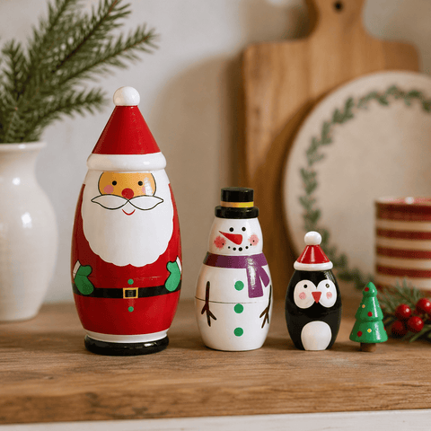 Three Kings Ornaments Decor Three Kings Santa's Secret 4 in 1 Figurines – Festive Russian Doll