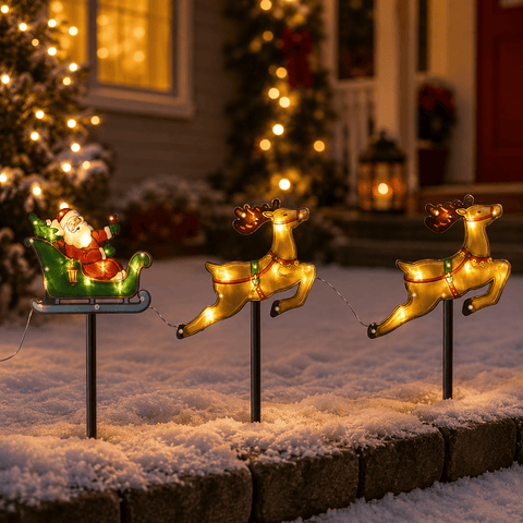 Three Kings Christmas Stake Lights Three Kings Santa Sleigh & Reindeer Stake Lights