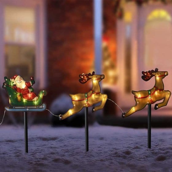Three Kings Christmas Stake Lights Three Kings SantaSleigh Stakes