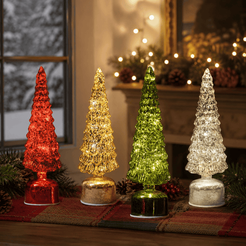 Three Kings LED Faux Trees Three Kings Silver InLit Spinning WonderTree