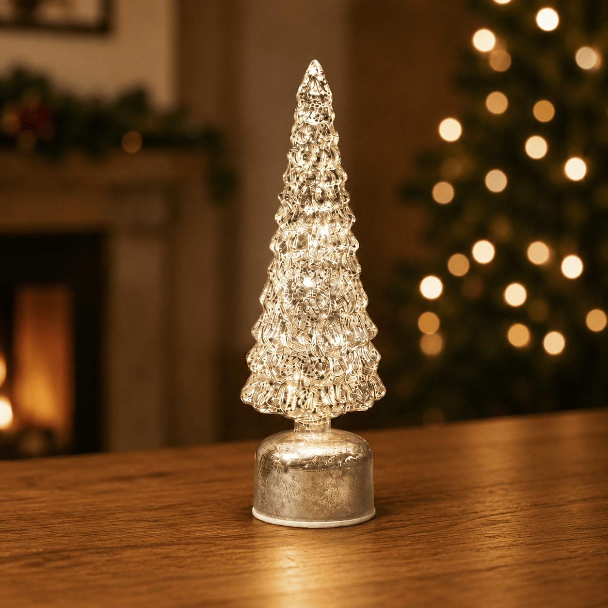 Three Kings LED Faux Trees Three Kings Silver InLit Spinning WonderTree
