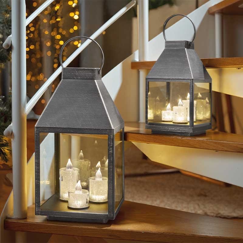Three Kings Festive Lanterns Three Kings SilverSparkle Lantern Large 37cm