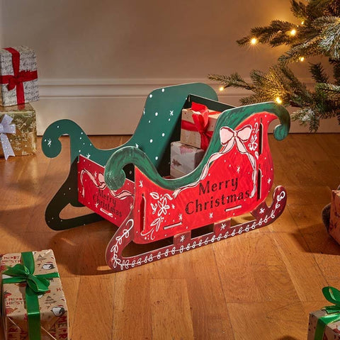 Three Kings wooden Christmas models and scenes Three Kings Sleigh Gift Box Christmas Decoration – 50cm