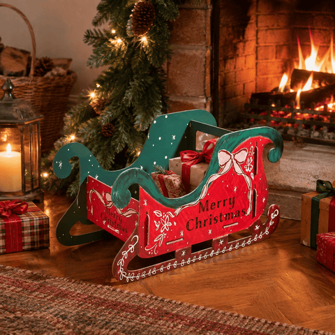 Three Kings wooden Christmas models and scenes Three Kings Sleigh Gift Box Christmas Decoration – 50cm