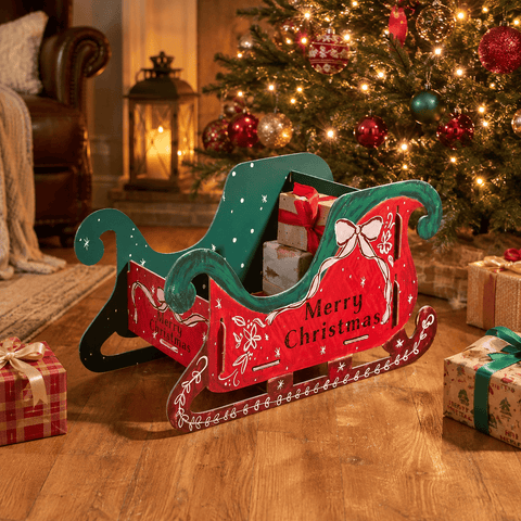 Three Kings wooden Christmas models and scenes Three Kings Sleigh Gift Box Christmas Decoration – 50cm