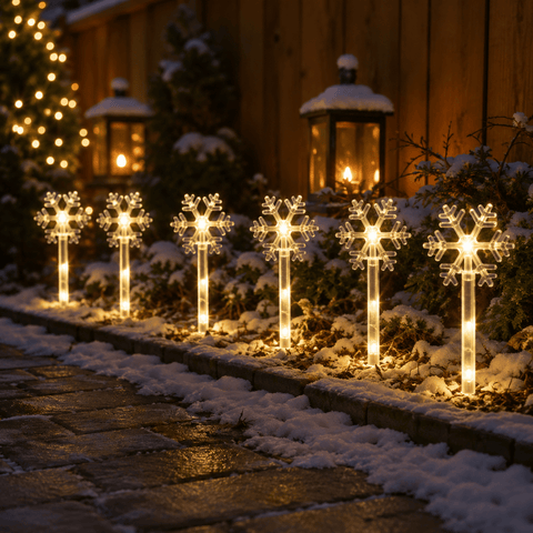 Three Kings Stake Lights Christmas Three Kings Snow Decor Stakes 8Pc – Snowflake Design