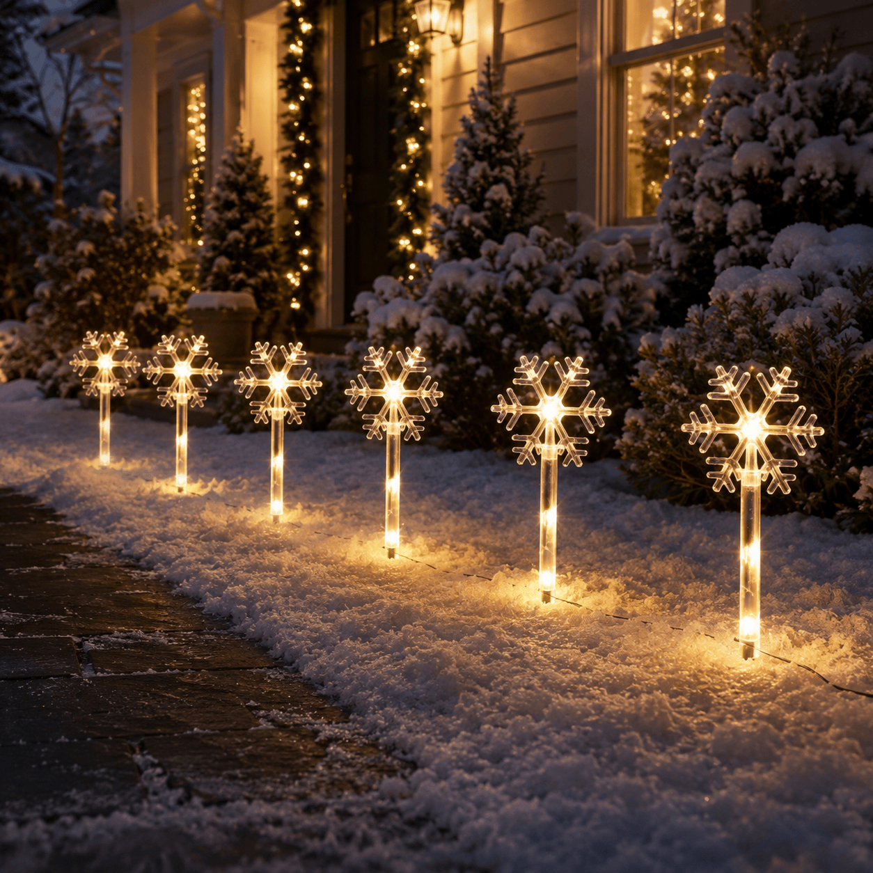 Three Kings Stake Lights Christmas Three Kings Snow Decor Stakes 8Pc – Snowflake Design