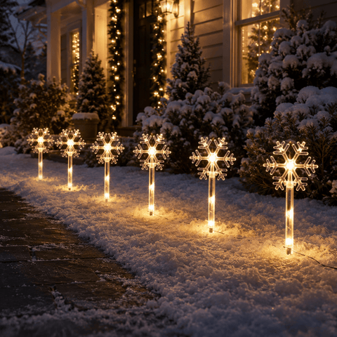 Three Kings Stake Lights Christmas Three Kings Snow Decor Stakes 8Pc – Snowflake Design