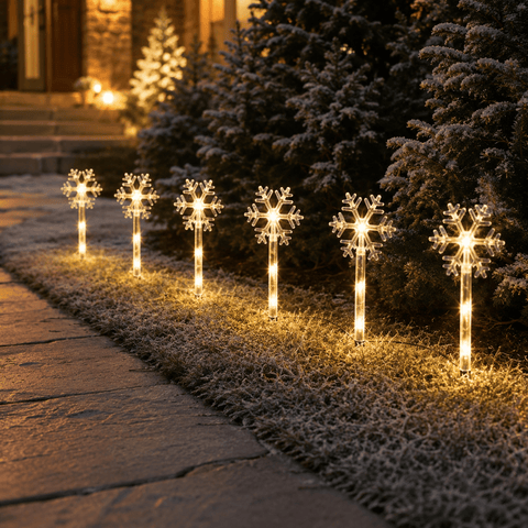 Three Kings Stake Lights Christmas Three Kings Snow Decor Stakes 8Pc – Snowflake Design