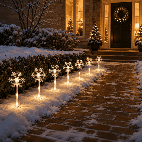 Three Kings Stake Lights Christmas Three Kings Snow Decor Stakes 8Pc – Snowflake Design