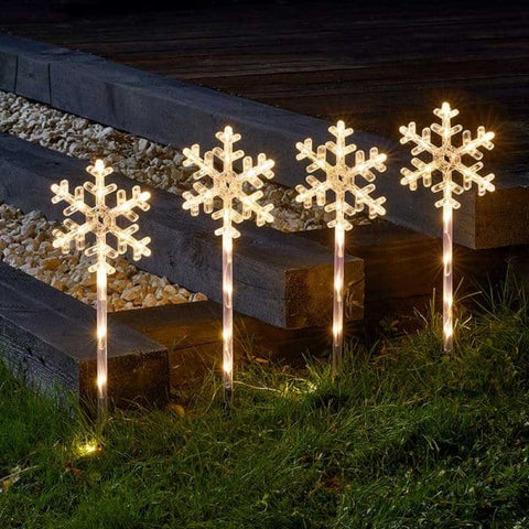 Three Kings Stake Lights Christmas Three Kings Snow Decor Stakes Large - Set of 4 - Warm White
